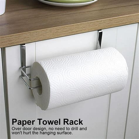 over the cabinet door stainless steel paper towel roll holder|towel holder cabinet door mounted.